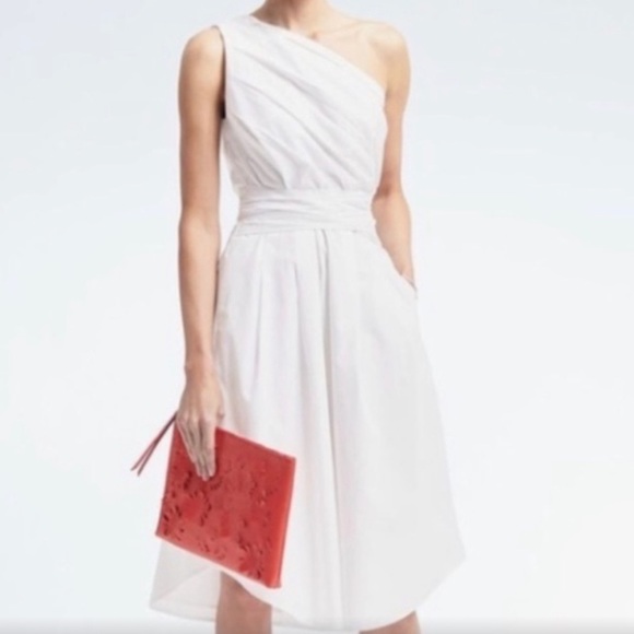 Banana Republic Dresses & Skirts - Banana Republic | Women’s One Shoulder White Dress | Worn Once! | Pockets | 16